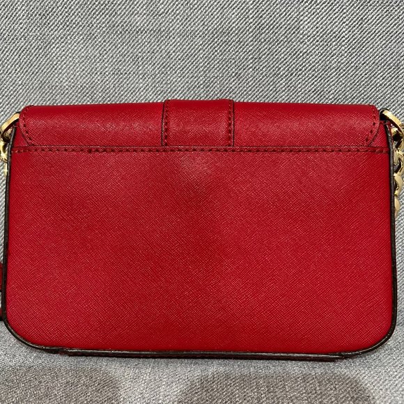 Michael Kors Red Leather Messenger Purse - Picture 8 of 14